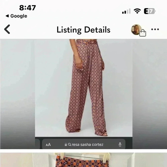 NWT RESA Sacha Trouser Women’s Blue/ Green Check High Rise Wide Leg Pant Size XS - Picture 1 of 7